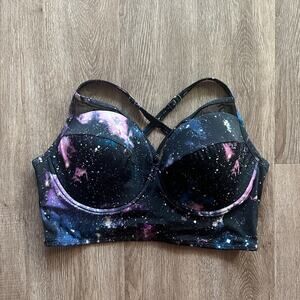 Torrid Underwire Longline Bikini Top Galaxy Print Size 2 XXL